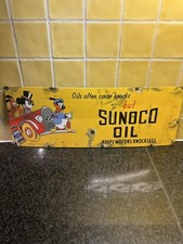 Large Sunoco Motor Oils Sign Disney Dealership Gas Pump Enamel Sign