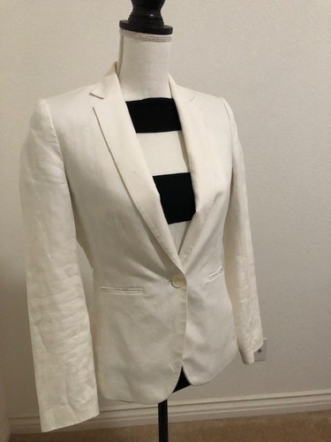 White linen blazer m - white, h&m