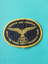 Vintage Cloth Badge, "Observe & Conserve With The Young Ornithologists Club"