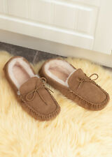 Women's Sheepskin Moccasin Slippers Soft Suede Sole Handcrafted Premium Luxury