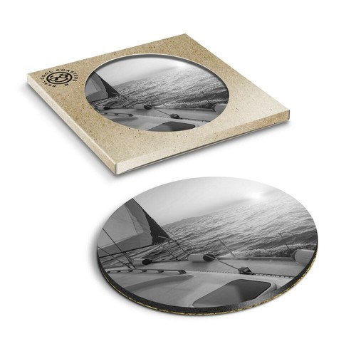 Boxed round coasters bw - boxed,