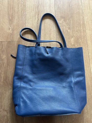 Italian leather teal shopper - italian,