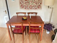 Solid Pine Wood Dining Table, 4 Seater, Teak Stain, W:75 cm, L: 120cm, H:74cm
