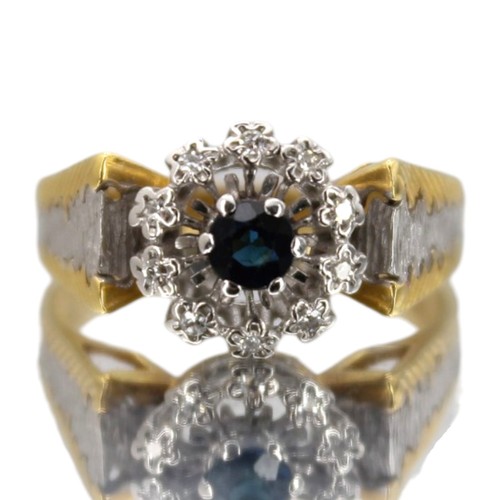 Gold ring sapphire diamond - sapphire,