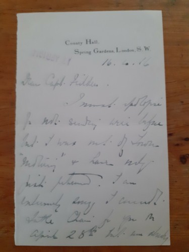 Ww1 1916 letter county - ww1, hall