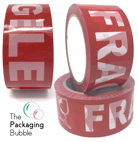 Red fragile tape packaging - red,