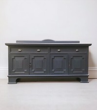 Huge Antique Mahogany Grey Painted Sideboard Dresser Cupboard Kitchen Cabinet