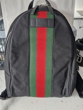 GUCCI Black Web Stripe Canvas Backpack **AUTHENTIC**