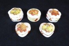 Set of 5 Small Royal Worcester Palissy 'Fruit' Trinket Boxes Various Shapes