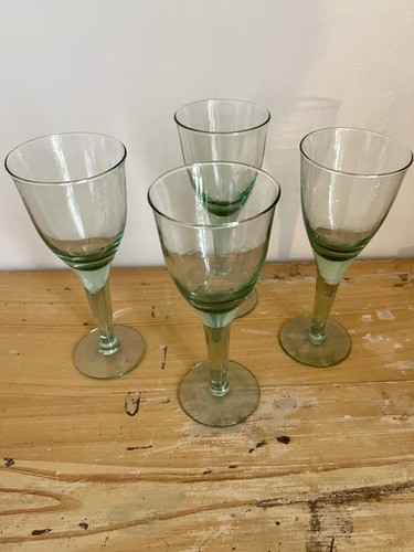 Set green glass handblown - green,