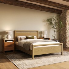 Light Oak Double Wooden Bed
