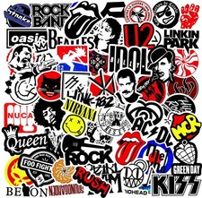 100 Rock Stickers Lot Heavy Metal Punk Band Music Guitar Car Decals Skateboard