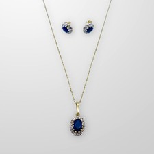 Gold Necklace Earring Sapphire
