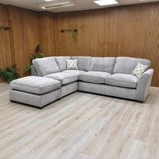 ‘Rosie' Corner Chaise Sofa Meridian Shark Grey Chenille Fabric Left Open End