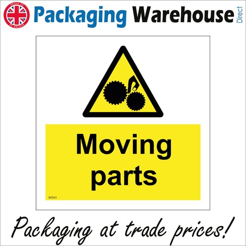 Sign moving parts beware - sign, risk