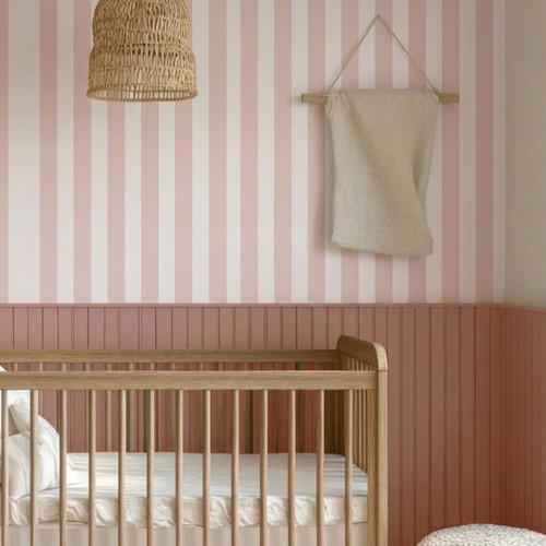 Pink white stripe wallpaper - white,
