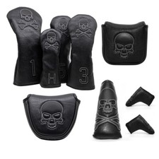 Premium White Stitch Skull Golf Headcover Driver Fairway Wood Hybrid Putter Gift