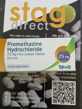 Promethazine 25mg  - Travel Sickness, Sleep , Allergy  - 56 Tablets TEVA
