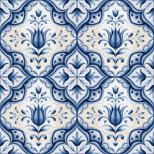 48x blue delft tile - 48x, stickers