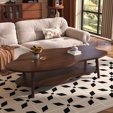 2 Layer Coffee Table Cloud Shape Tea Table Modern Living Room Desk Shelf 80CM