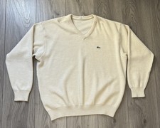 Men’s Lacoste V-Neck Pullover Jumper XL Yellow Size 6