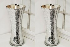 (Set of 2)  SILVER CRACKLE