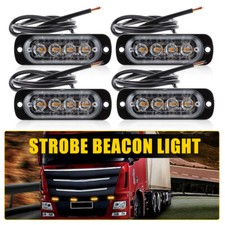 4PCS LED Recovery Strobe Flashing Grille Light Lightbar Truck Beacon Replace UK