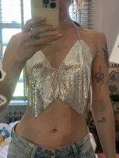 h:ours Chainmail Halter Top