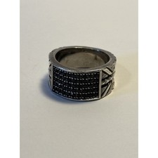 Stephen Webster 925 Sterling Silver Thick Band Union Jack & Onyx Ring Size U 1/2