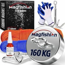 Magnet Fishing Kit - 160 KG (350lb) - Ø60mm - Super Strong Neodymium Magnet with