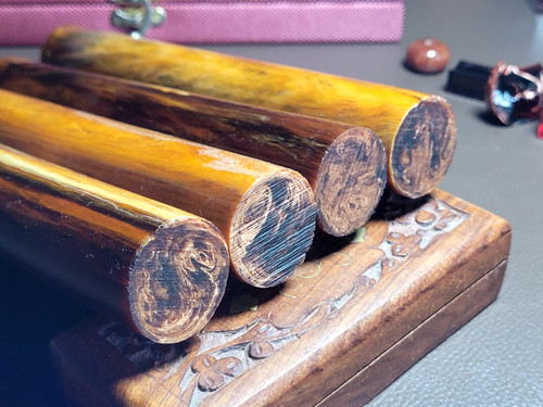 Amber bakelite rods - amber,
