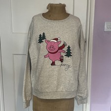 Percy Pig Christmas Sweatshirt M&S Kids Small Adult Grey Age 15-16 Years ch 44”