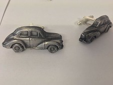 Morris Minor 2 Door Saloon 3D cufflinks classic car pewter effect ref160