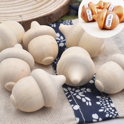 20pcs wooden acorn kid color - wooden,