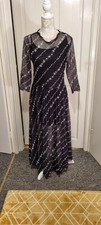 Debenhams Redherring Ladies Black/White Flowers Long Sleeve Sheer Long Dress