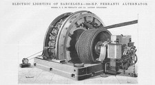 FERRANTI 300hp Alternator For Electric Lighting of Barcelona Antique Print 1893
