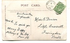 GB Wiltshire: 1909 Birthday Wishes PC used with “HIGHWORTH – 295” duplex cancel
