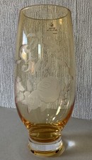 ROYAL DOULTON GLASS VASE ETCHED WITH FLOWERS GOLDEN WEDDING ANNIVERSARY PERFECT