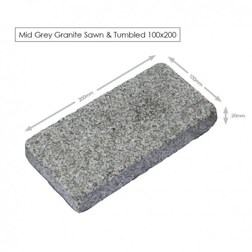 Mid grey granite tumbled setts - grey,