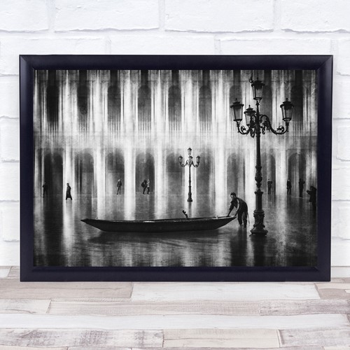 Venice black white gondola - venice, &
