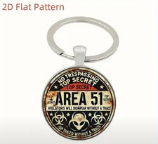 Area 51 Alien USA Top Secret Keyring Keychain Green Spaceship UFO