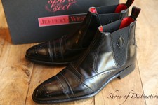 Jeffery West Marriott Black Leather Chelsea Brogue Boots Shoes UK 7 US 8 EU 41