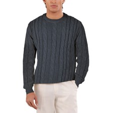 Mens  Cotton Cable Knit Crew