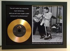 ELVIS PRESLEY 'HOUND DOG' SIGNED PHOTO WITH GOLD DISC MEMORABILIA GIFT