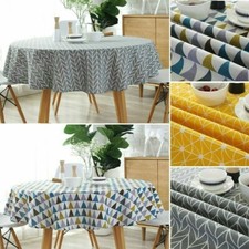 Round Table Cloth Cover Printed Linen Household Dining Party Tablecloth 150cm