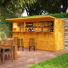 Shed Pent Shiplap 12x4ft Dip Treated Timber Power Garden Outdoor Pub Bar Store