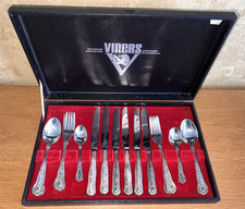 VINTAGE Boxed VINERS Kings Pattern KOREA 24 Piece  Silver Plated Cutlery Set