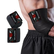 HEAVY DUTY ELBOW SLEEVES SUPPORT WRAPS STRAPS GYM POWER WEIGHT LIFTING PAIR BL