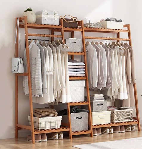 Large wooden clothes - clothes, rail