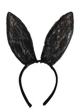 Black Bunny Ears Lace Fancy Dress Masquerade Ball Hen Costume Accessory